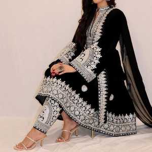 Traditional Afghan Kuchi Dress Indian Pakistani Style Salwar Kameez <b>Lace</b> Decoration for Eid Wedding Parties 100% Velvet Made - Product Image 2
