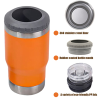 Refroidisseur de bouteilles et canettes de bière en acier inoxydable 4-en-1 de 14 oz avec 2 couvercles