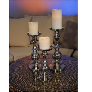 <b>Aluminum</b> Shiny Finished Candles Stand Set of 3 for Decoration Home Bedroom Decorative Handmade Candle Holder Stand for <b>Table</b> - Product Image 1