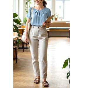 Pantalons chino en coton léger de qualité supérieure pour femmes, prix bas, couleur unie, coupe slim, pantalons chino pour femmes, fournisseur BD - Product Image 6
