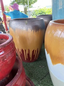 [Leo Nguyen Le] - Vente en gros de pots émaillés - Grands pots en céramique émaillée bleue - Pot de jardin en céramique pour extérieur - Fournisseur de poterie vietnamienne - Product Image 6