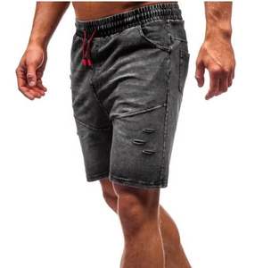 Pantalones cortos lavados con ácido para hombre con logotipo bordado personalizado en color sólido, ropa de verano, nuevos pantalones cortos lavados con ácido para hombre a la moda a la venta - Product Image 3