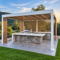 Pergola bioclimatique motorisée en aluminium pour cuisine extérieure automatique avec toit à lames orientables et imperméables