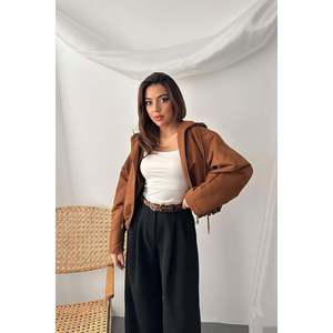Chaqueta Corta con Capucha Color Camel - Camel - Product Image 2