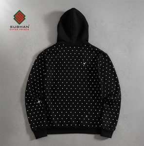 Sweat à capuche étoile en strass |   Pull noir à clous, respirant, imperméable, tricoté, 100% coton, vêtements de club rave - Product Image 2