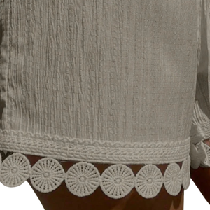 Shorts Bermuda Femme Décontractés en Coton Froissé Mélangé, Taille Haute, Cordon Élastique, Bordure Dentelle, Coupe Droite, Écologique et Respirant - Product Image 6