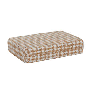 세련된 Houndstooth 패브릭 여행 보석 상자 거울과 미니 휴대용 반지 귀걸이 주최자 - Product Image 2