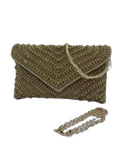 Sac de soirée ethnique en satin élégant pour femmes, sac de soirée pour mariage, pochette en satin à rabat et motif de pierre, style tendance - Product Image 5