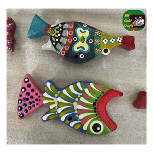 Figurine de poisson en bois sculptée à la main, poisson en bois peint Art populaire décor à la maison côtière ornement de collection de Style mexicain rustique - Product Image 4