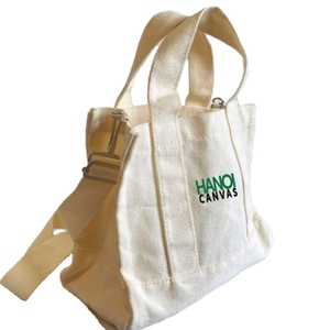 Venta al por mayor de bolsas de lona de algodón personalizadas Vietnam mujeres mango cierre de cremallera muchos bolsillos pantalla/Carta patrón de compras - Product Image 4