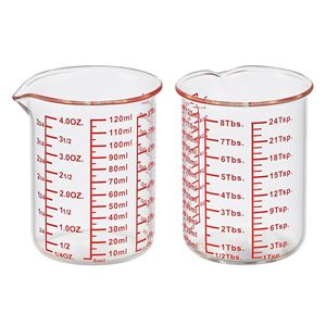 Lot de 2 tasses à mesurer en <span class=keywords><strong>verre</strong></span> borosilicate haute résistance de 120 <span class=keywords><strong>ml</strong></span>, marquages multi-échelles (OZ/<span class=keywords><strong>ML</strong></span> Tsp/Tbsp), compatibles lave-vaisselle et cuisinière - Product Image 3
