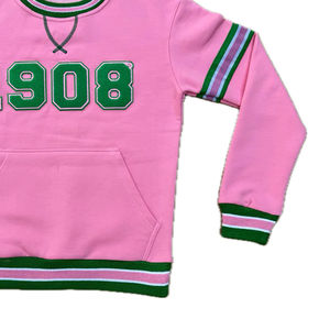 เสื้อสเวตเชิ้ตผ้าชีเนลสีเขียวแบบยั่งยืนสำหรับผู้ชายและผู้หญิง  ระบายอากาศได้ดี  ขอบแขนเสื้อแบบริบสีทอง  กระเป๋าแบบจิงโจ้  ผ้าฝ้าย 100% - Product Image 4