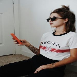 Gran oferta de verano, camisetas de algodón personalizadas para mujer, Top regular de cuello redondo con tela vaquera gráfica 3D, excelentes trajes ajustados - Product Image 4