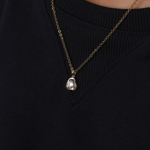 จี้เพชรกลมสำหรับผู้หญิงดีไซน์คลาสสิกอินเทรนด์18KT ตามสั่ง - Product Image 2