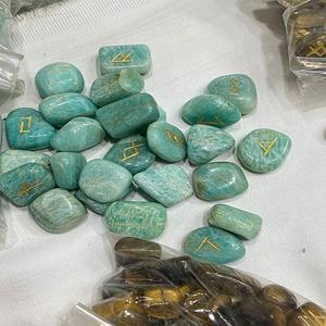 Juego de Runas de amazonita superventas, juego de Reiki de piedras preciosas de ágata tallada de alta calidad, artesanías de piedra semipreciosa para grabado Feng Shui - Product Image 1