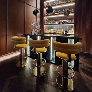 <span class=keywords><strong>Tabouret</strong></span> de bar pivotant réglable en <span class=keywords><strong>acier</strong></span> inoxydable doré de luxe personnalisé pour restaurant occidental et mobilier de café - Product Image 3