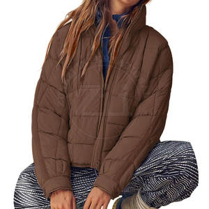 Low Price High Quality Women Puffer Jacket Custom Logo Printed <b>Stand</b> Collar in Stock for Women - Product Image 2