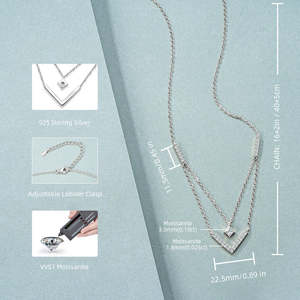 Stylish Premium Original Design S925 <b>Sterling</b> <b>Silver</b> V-shaped 3mm 1.8mm VVS1 Moissanite Women's Multi-color Trendy <b>Necklace</b> - Product Image 6