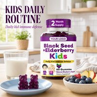 Gummies de graines noires pour enfants en vrac, saveur naturelle myrtille et pomme, approvisionnement OEM, 60 unités