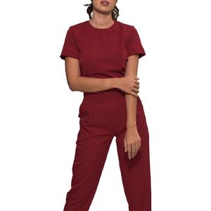 Médecin et infirmière uniforme hommes poche couleur unie à manches courtes col en v infirmière uniforme costume à la mode infirmière uniforme conception pour les femmes - Product Image 4