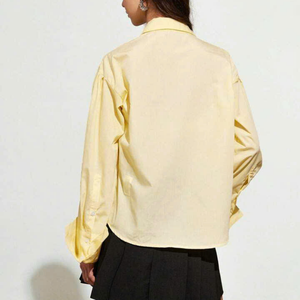 Camisa formal de manga larga elegante para mujer con tela de algodón elástico y logotipo personalizado disponible a granel servicio OEM ODM - Product Image 4