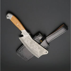 Vente en gros Couperet de chef de cuisine professionnel en acier damas fait à la main, couteau de haute qualité, manche en bois, conception ambidextre - Product Image 2