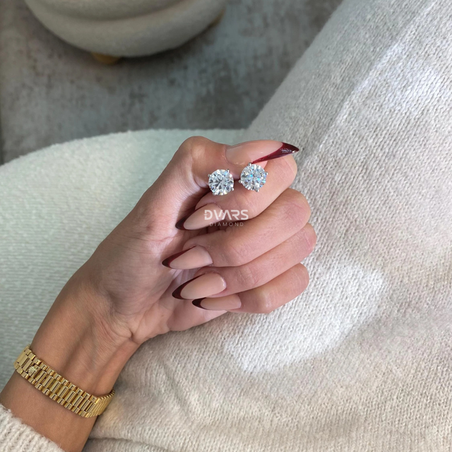6.00 Carat Total Cut Brilliant Lab Grown Diamond Earrings | IGI Certified | Luxury Trendy Studs | 18K Gold Rhodium Plated Gift