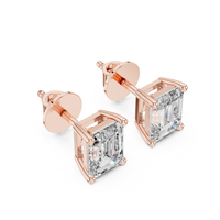 Boucles d'oreilles en diamant de laboratoire taille émeraude plaqué or pour femme, bijoux de luxe avec certification IGI, boucles d'oreilles tendance