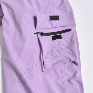 Pantalon cargo d'hiver imperméable pour homme, taille XXL, couleur violette, avec cordon de serrage à la taille et plusieurs poches zippées - Product Image 5