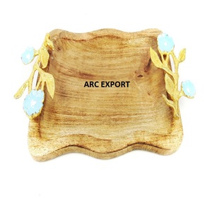 ถาดวางอุปกรณ์บนโต๊ะถาดอาหารดีไซน์พิมพ์ลายด้วยมือสไตล์วินเทจถาดวางขนมหวานรูปทรงตามสั่ง - Product Image 4