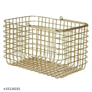 Boîte de rangement rectangulaire moderne en fil de fer finition or décoratif pour centre de table - Product Image 1