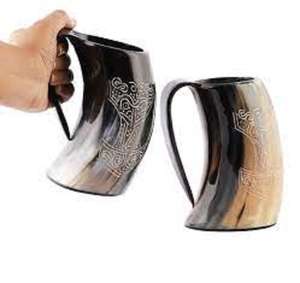 Jarra de Cuerno Natural Hecha a Mano, Pulida, para Bebidas, Estilo Medieval Nórdico y Rústico, Disponible al Mejor Precio - Product Image 6