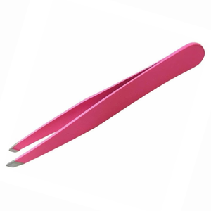 Pinzas para Cejas de Acero Inoxidable Rosa con Punta Inclinada, Depilación de Precisión, Profesional para Salón de Belleza, Cuidado Personal, Duraderas - Product Image 1