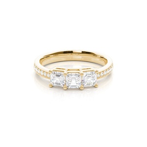 Présentation de la tradition avec un poids de pavé de 0.90 carats, taille fine Asscher, trois pierres cultivées en laboratoire, diamant pour mariage nuptial - Product Image 1