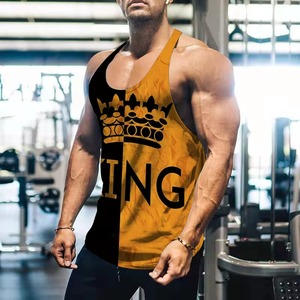 Débardeur pour homme en polyester respirant à motif uni 'King' imprimé en 3D, décontracté, ample, pour le sport, col rond, pour la salle de sport - Product Image 1