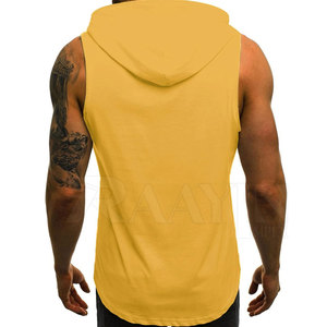 เสื้อกล้ามมีฮู้ดสำหรับออกกำลังกายผ้าฝ้าย100% ระบายอากาศได้ดีขนาดพลัสไซส์ออกแบบโลโก้ได้ตามต้องการแบบถัก - Product Image 3