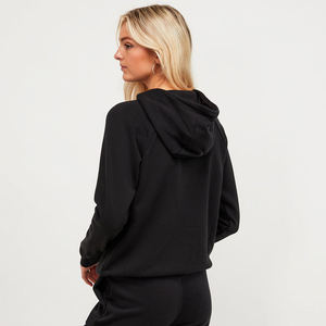 Sweats à capuche pour femmes de haute qualité 100% coton avec logo personnalisé, manches raglan, couleur unie, sweats décontractés pour la course à pied et l'entraînement - Product Image 2