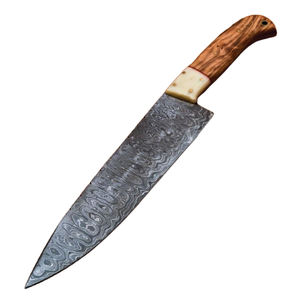 Couteau de chef de cuisine de style japonais en acier Damas de qualité supérieure personnalisé en gros gaine de coupe en cuir faite à la main OEM - Product Image 1