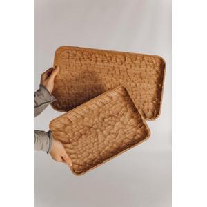 Juego de 2 bandejas de inauguración de la casa, bandeja multifunción pequeña de gran tamaño decorativa, bandeja de servicio personalizada de madera duradera 100% - Product Image 1