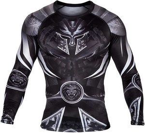 Rash Guard Hombres Sublimación Impreso Spandex Bjj Rash Guard Gimnasio Surf Buceo Rashguard Camisas de compresión MMA Rash Vest - Product Image 1