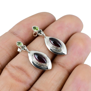 Pendientes de Botón con Piedras Preciosas de Granate Chapados en Oro para Niñas y Mujeres, Plata de Ley 925, Joyería de Aniversario - Product Image 1