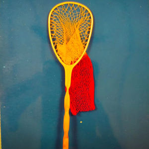 Épuisette de pêche à la mouche d'extérieur avec cadre en bois et filet en caoutchouc, outil de capture de truites à lancer à la main - Product Image 1