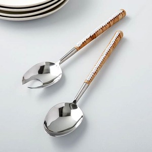 Juego de servicio de ensalada con mango moderno de cola de pez dorado Juego de servidor de ensalada de acero inoxidable de alta calidad con mango dorado - Product Image 3