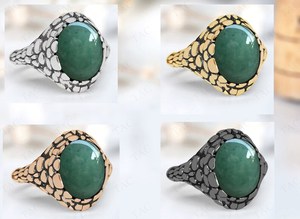 Bague en argent sterling 925 massif de forme ovale avec pierre de fraise, design unique, cadeau pour anniversaire, mariage, fête, design turc pour femmes - Product Image 5