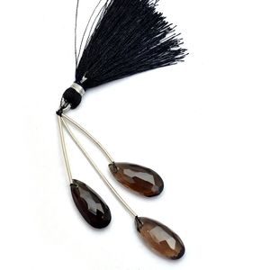 Perles de quartz fumé facettées en forme de poire, 10x22mm, qualité AAA+, pierres semi-précieuses naturelles, perles en vrac pour la création de bijoux - Product Image 2