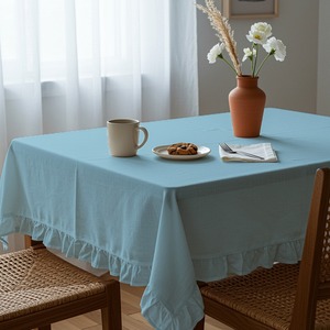 Nappe bleue Taille unique pour tables à manger Tissu en polyester pour hôtels et fêtes Accueillant les invités à la maison 70x70cm 27.5" - Product Image 2