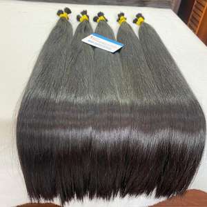 Extensions de cheveux humains naturels de qualité supérieure, couleur noire, couleur de cheveux organique, lisses et soyeuses, en vrac, prix de gros - Product Image 1