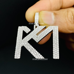 Pendentif personnalisé en moissanite avec logo, coupe ronde brillante, argent sterling, style hip-hop, pendentif unisexe - Product Image 4