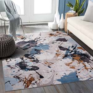 Tapis rectangulaire bohème abstrait lavable à poils coupés, fait main, pour couloir et salon NL1004 - Product Image 2