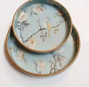 Plateau de service de cuisine en bois avec motif imprimé en émail pour les collations et les boissons - Product Image 6